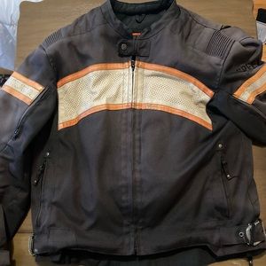 Cafe style armored motorcycle riding jacket.